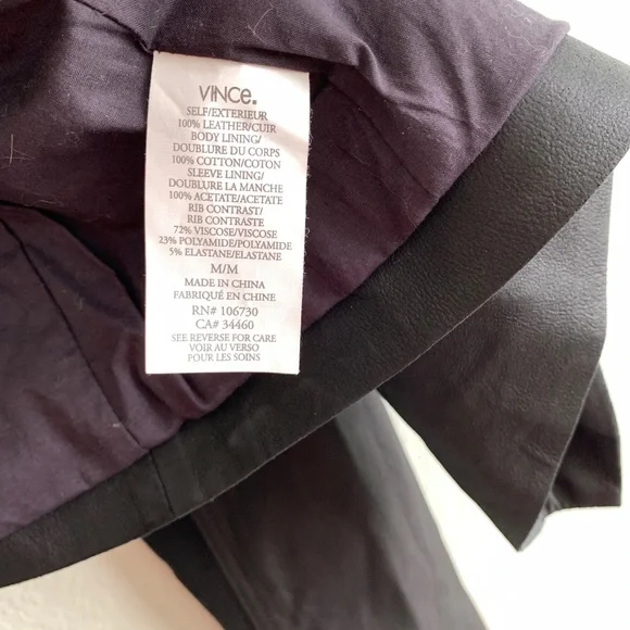 VINCE scuba asymmetrical zip up 100% leather jacket Medium moto biker